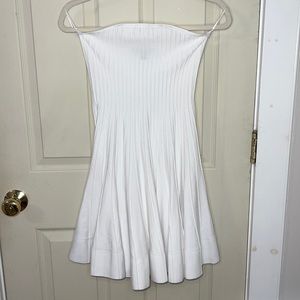Express Strapped ribbed white dress